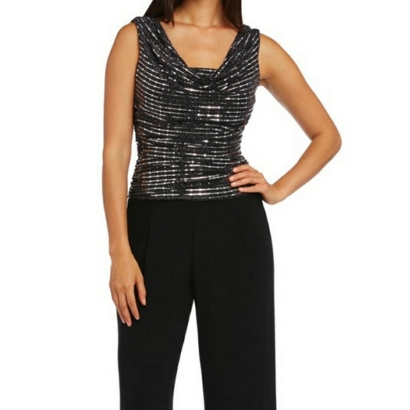 R&M Richards Woman Black and Silver Jumpsuit - Picture 6 of 7